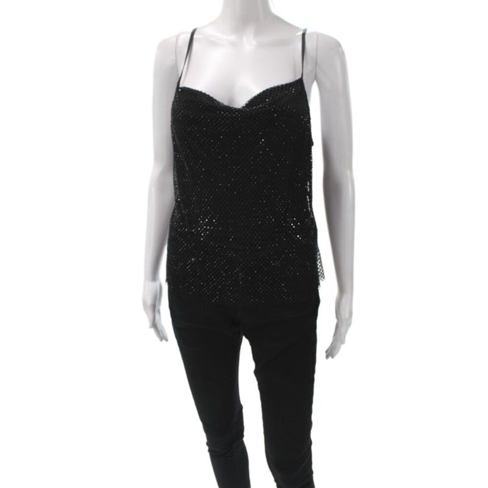 Caballero Collection Women Black Cowl Neck Camisole Sleeveless Polyester Size S